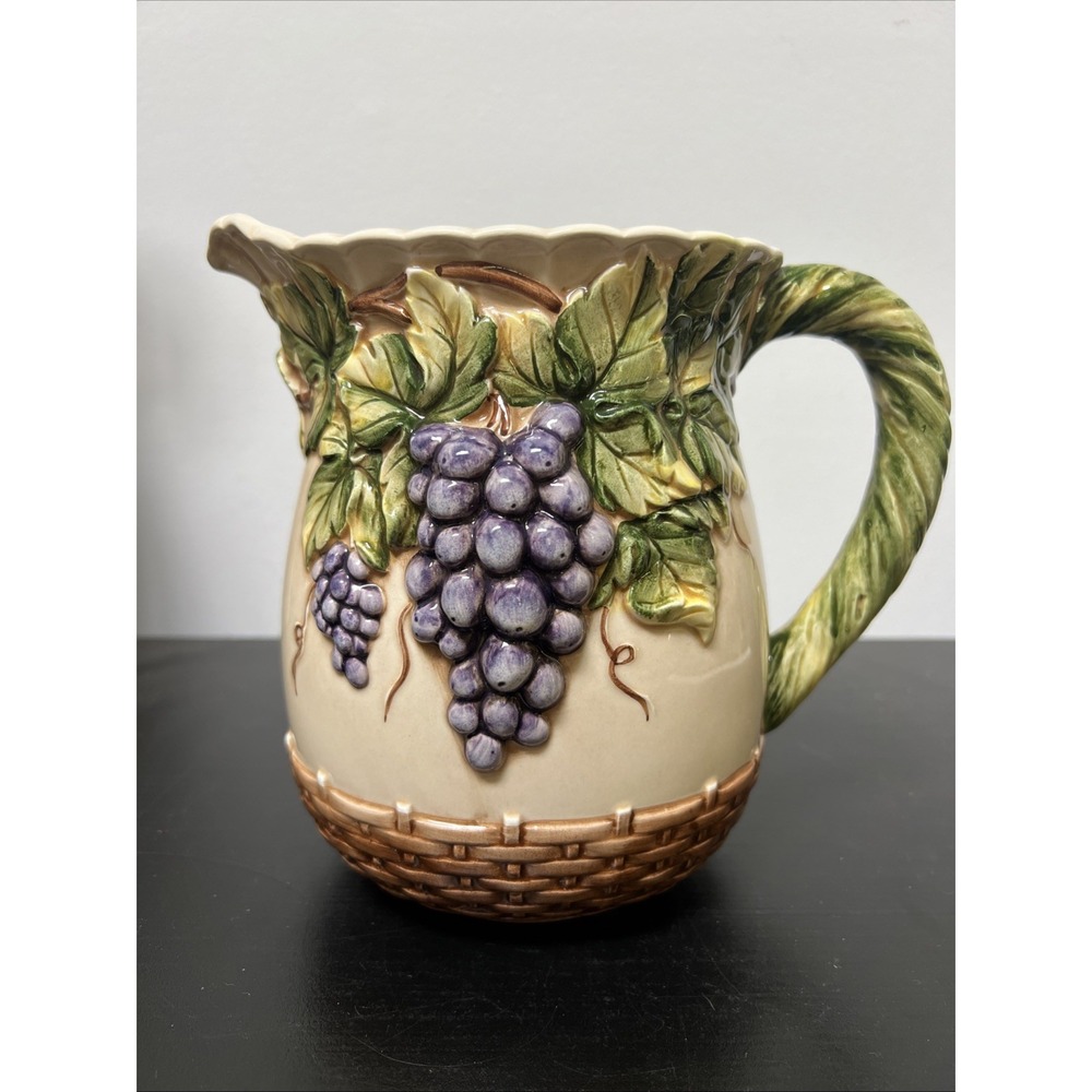 Takahashi‎ San Francisco Pitcher Grapevine Basket Weave Hand Painted